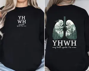 YHWH Lungs Christian, Front and Back, Every Breath Speak His Name, Hebrew, Name of God, Faith Apparel Hoodie, Hooded Sweatshirt, Graphic Hoodies, Graphic Long Sleeve Tops