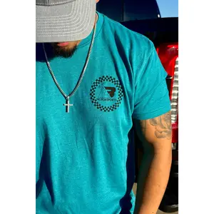 Teal Checkered Circle Tee