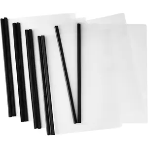 10Pcs Clear Report Covers with Sliding Bar, Plastic Binder Paper Protector, Report Folders with Clear Cover for Resume Portfolio Presentation File Documents, Black