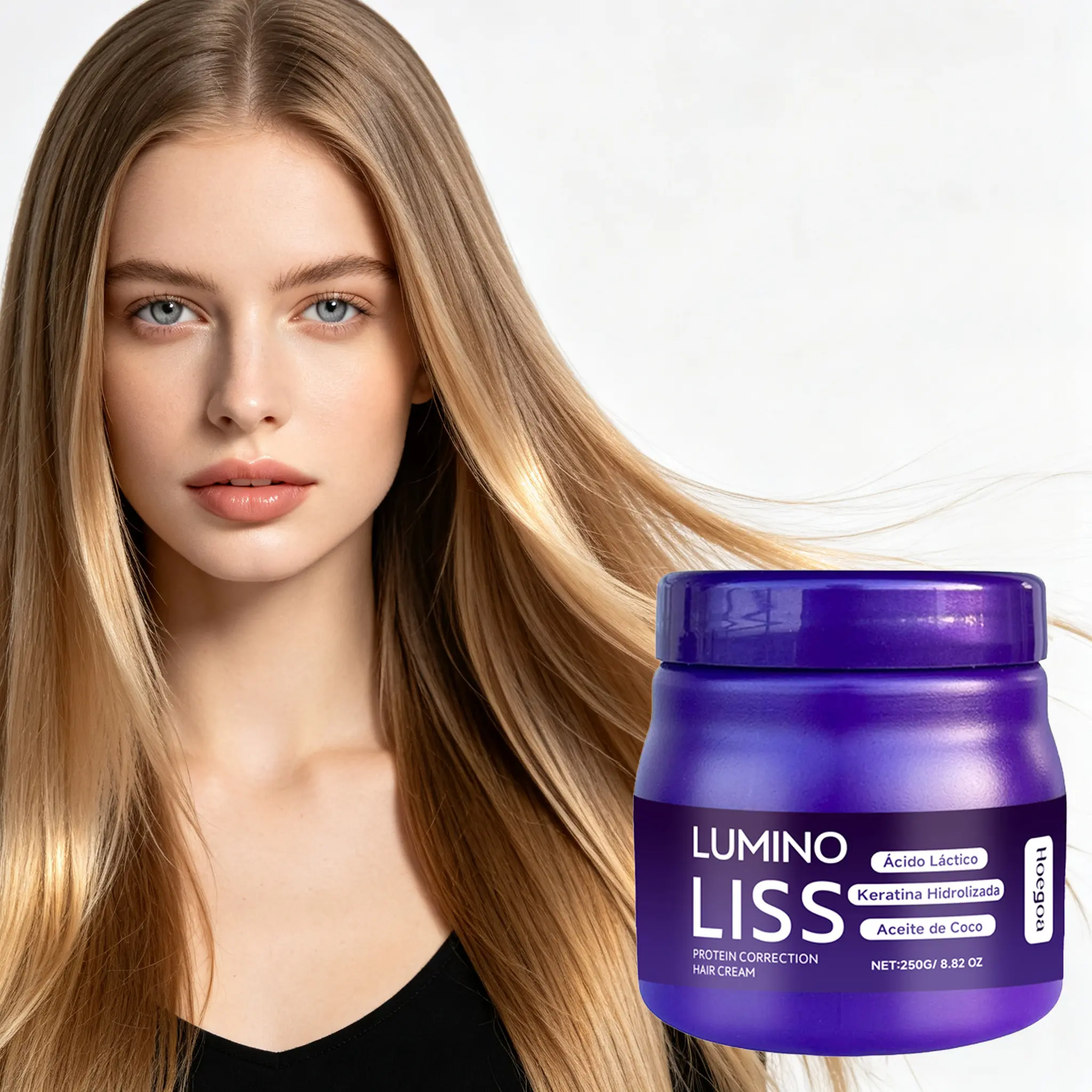 Anti-Frizz Smoothing Hair Cream with Keratin Protein, Deep Repair Leave-In Treatment for Dry Hair, Formaldehyde-Free, 250g / 8.8oz, Haircare, Hydrating Hair Moisturizer