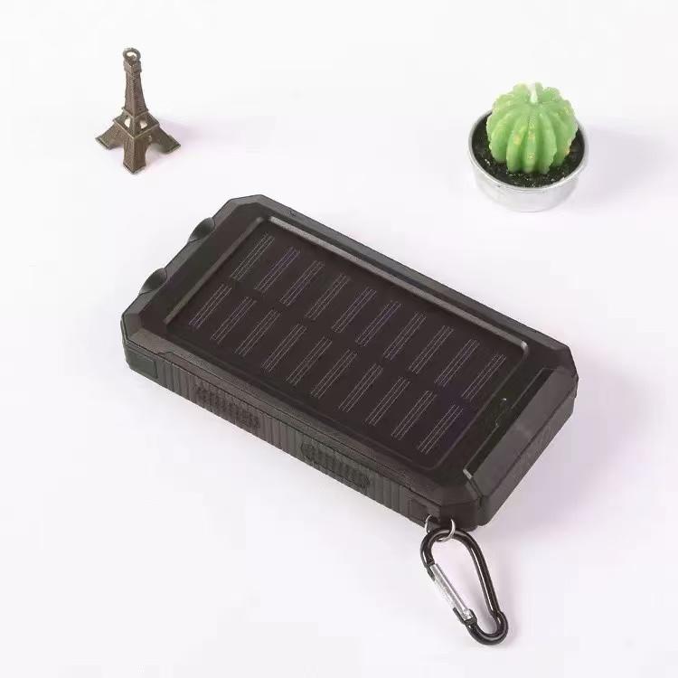 Portable Solar Phone Charger, Camping External Battery Charger for Mobile Phones, with 2 USB Ports and LED Flashlight (with Compass), Ideal for Outdoor Activities, 10000/20000 mAh Solar Power Bank