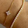 Flower Design Bracelet, Casual Trendy Jewelry, Fashionable Jewelry for Women & Girls, Trendy All-match & Exquisite Jewelry for Birthday Gift, Cubic Zirconia Bracelet