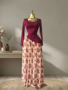 QFAF Women's Floral Printed Long Sleeve Belted Fitted Floral Print Bodycon Elegant Chic Dress, Fall 2026 Birthday Party Evening Gown, Sexy Prom Dress for Special Occasions, Formal Wear, Elegant Fitted Dresses