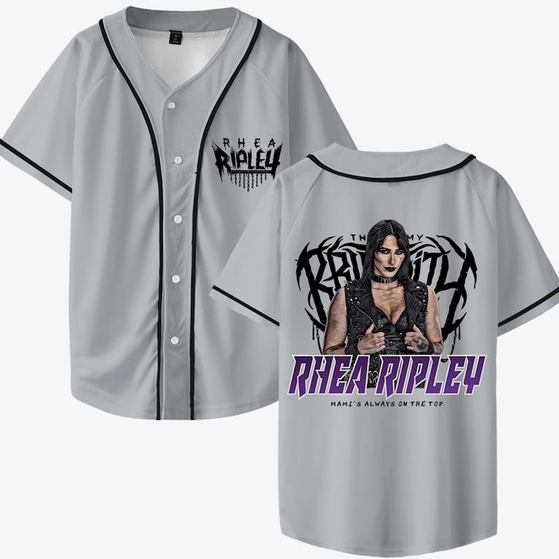 Rhea Ripley Merch Baseball Jersey V-Neck Shirt Women Men Short Sleeve Streetwear Clothes