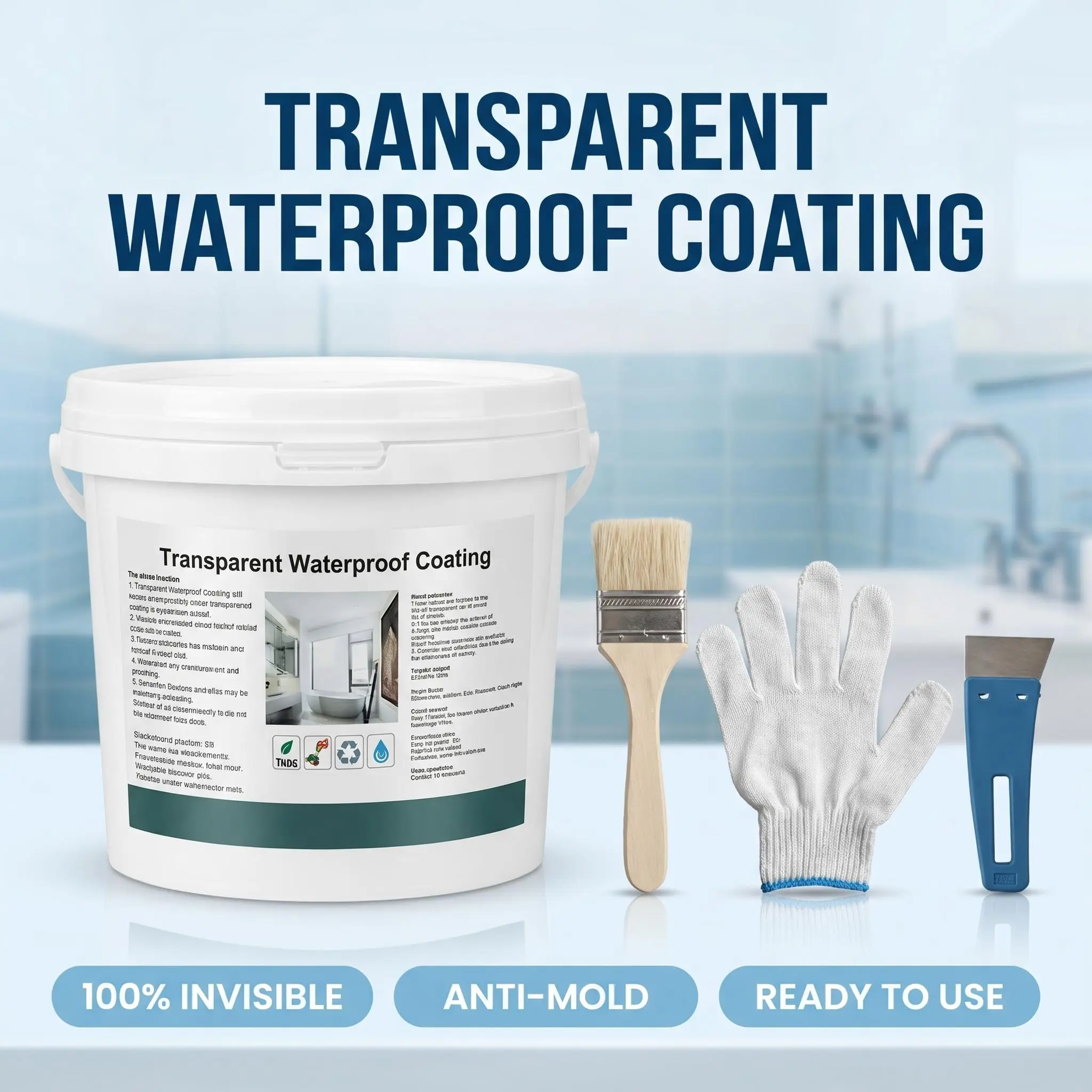 Transparent Waterproof Magic Coating, Pegamento Invisible Sellador Transparente Sellador para Concreto, Easy Operation Durable Waterproof Bond Seal Solution, Bathroom Tile Leak Fix Outdoor Landscape Repair Adhesive Stone Stabilizer Drywall Repair Kit
