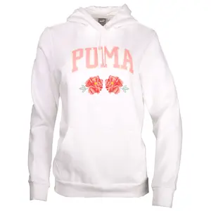 PUMA Womens Faux Embroidery Floral Hoodie Casual Outerwear Casual - White