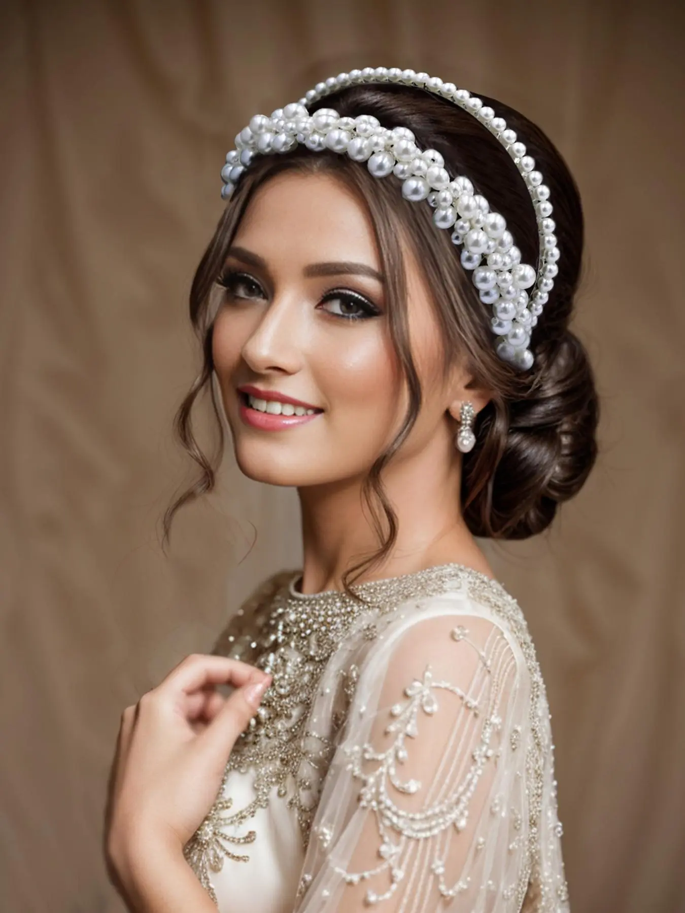 Faux Pearl Decorated Headband, Elegant Bridal Headwear for Wedding Bridal Party Formal Occasions, Fashion Hair Accessories for Women