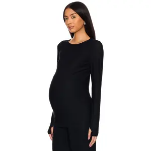 Beyond Yoga Featherweight Count On Me Maternity Crew Pullover Top in Darkest Night