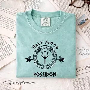 Half Blood Poseidon Comfort Colors T-shirt, Mythology Lover Tee, Percy Jackson Olympus Gods Fan, Homer Bookish Gift For Friends