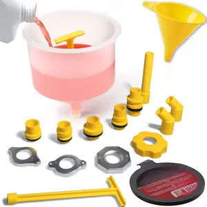 No-Spill Coolant Funnel Kit, 16-Piece Universal Spill-Free Radiator Coolant Filling Funnel with Adapters