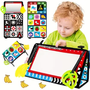Children's Mirror Cloth Book, Prone Time Mirror Toy,, Foldable Floor Soft Cloth Book, Washable Black and White Cloth Book,High Contrast Sensory Toy, Helpful for Children's Color Recognition