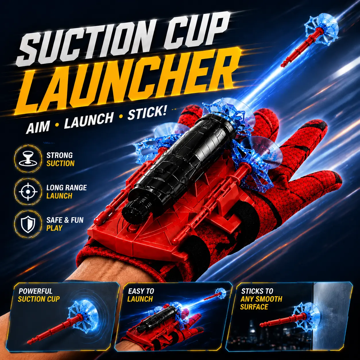 Spider Web Shooters Wrist Launcher Toys for Kids with Hero Gloves Spider Hero Cosplay Costume Prop Launcher Wrist Toy Gift for Boys & Girls Ages 4-12