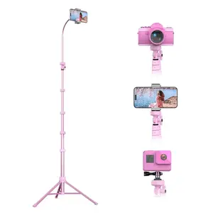 UBeesize 88" Flexible Tripod Stand with Gooseneck Arm, Remote & Phone Holder — Overhead Selfie Stick for Video Recording, Live Streaming, Watching, Cooking — Compatible with iPhone, Android & Camera