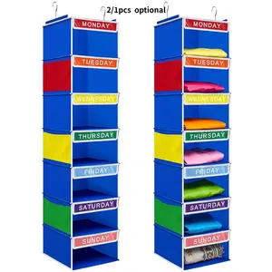 Clothing Storage Hanging Bag, Home Daily Clothing Classification Bag, Monday to Sunday Clothes Organizer, Space Saving Dustproof Foldable Closet Hanger