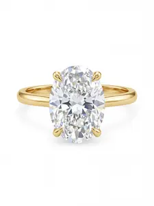 Esberry Women's Elegant Oval Cut Zircon Solitaire Jeweled Ring - Metal-Coated Daily Fashion Jewelry, Promise & Engagement Ring for Girlfriend, Ideal Gift for Anniversary, Valentine's Day