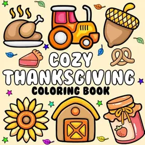 Cozy Thanksgiving Coloring Book: Bold and Simple Designs for Adults and Kids featuring Turkey, Pumpkin Pie, And More and Perfect Gift (Cozy Coloring Book)