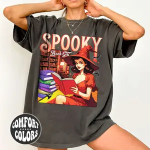 Halloween Spooky Girl Comfort Colors Shirt | Halloween Gift For Book Lover | Halloween Gift