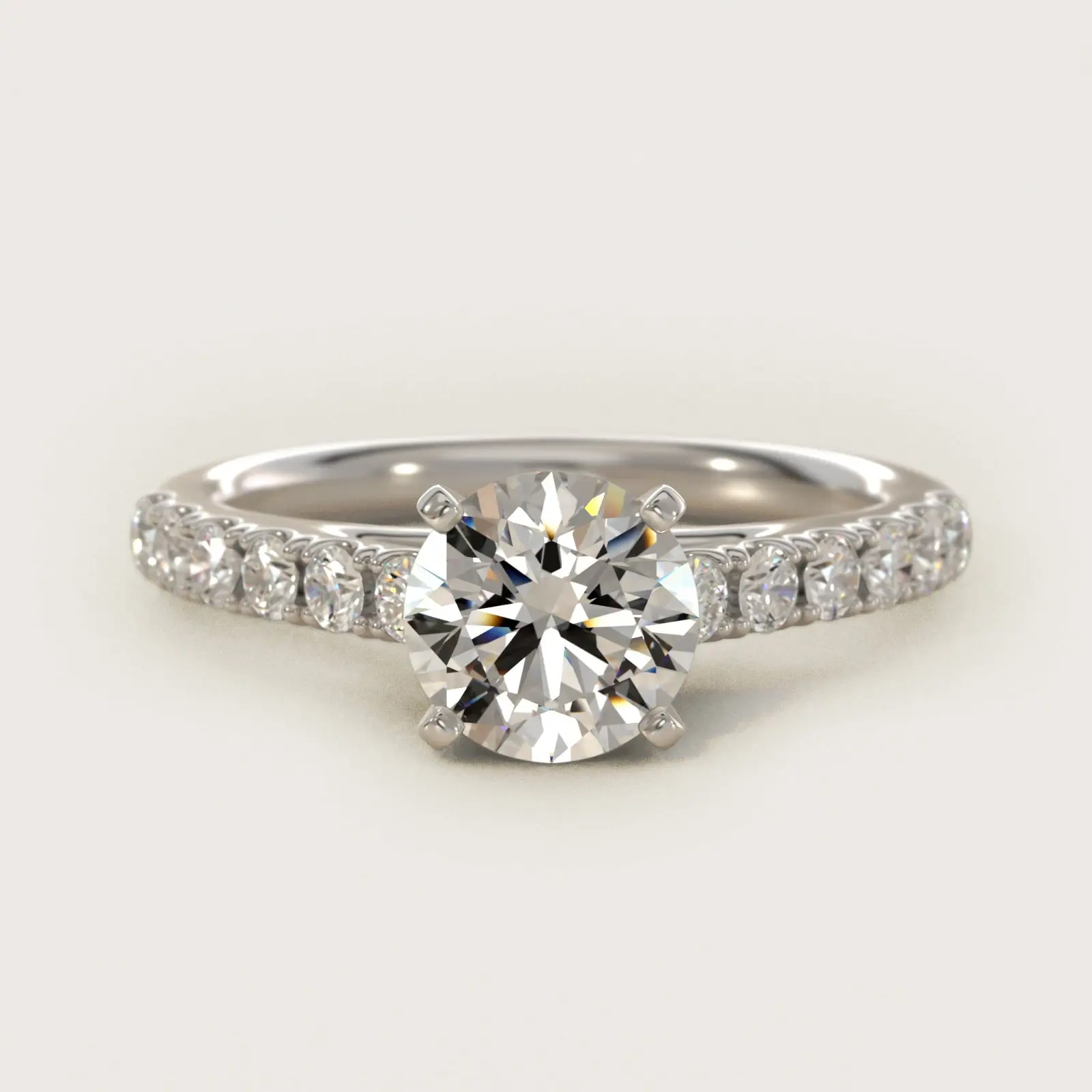 Stephea 2.5 Carat Lab Grown Diamond Pavé Engagement Ring – 14K White Gold