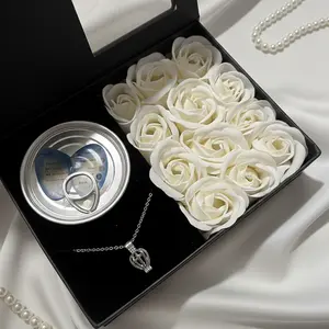 Luxury Valentine’s Day Gift Box with Pearl Necklace, Real Oyster Pearl Reveal & Rose Soap Flowers, Viral gift set, box, Gift-Ready Romantic for Her