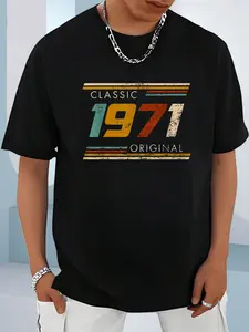 100% Cotton Unisex Classic 1971 Original Vintage Birthday Est 1971 Edition T-Shirt, Men's Women's Shirt Top, Short Sleeve Tops Crewneck T-shirt