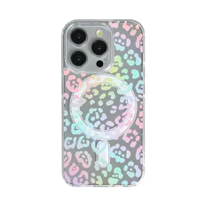 Gorgeous Leopard Print Pattern Clear MagSafe Protective Case for iPhone 11-16 Pro Max/Plus 16E for Samsung S22-S24 Ultra Slim Magnetic Shockproof Cover