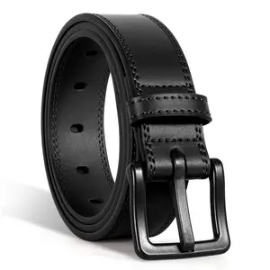 BELTROAD Men’s Metal Free Belt Hypoallergenic Leather Belts For Jeans Dress Nickle Free TSA Belt With Black Buckle