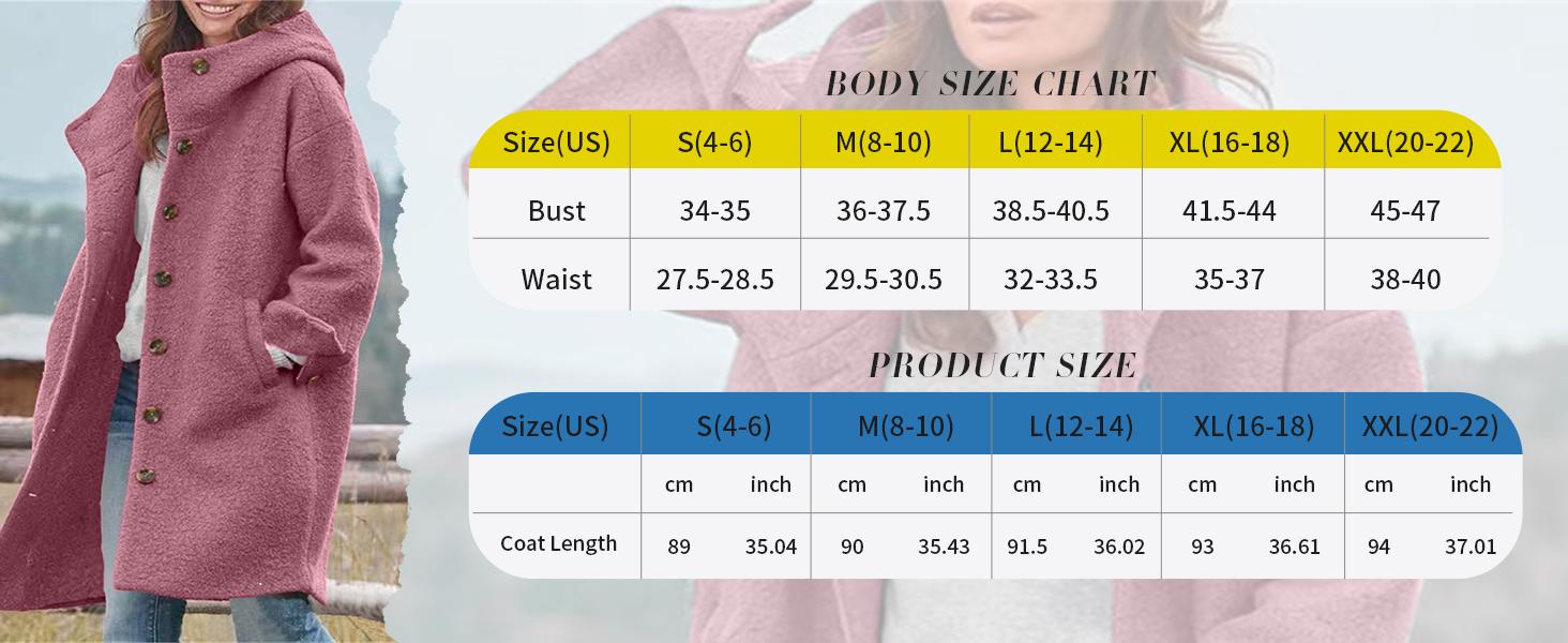 Chouyatou Women's Winter Single-Breasted Wool Coat Casual Wool Blend Hooded Long Trench Jacket