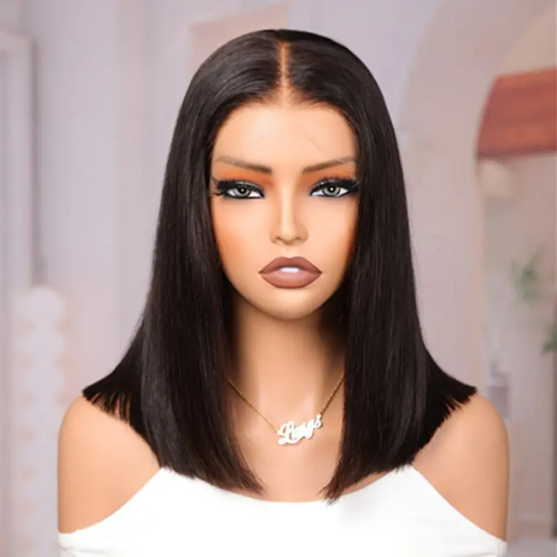 LWIGS Glueless Skinlike Real HD Lace 5x5 Closure Wig 180% Density Silky Straight Short Bob Human Hair Wigs Pre-Plucked