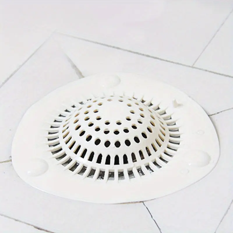 2pcs White Silicone Shower Drain Hair Catcher - Anti-Clog, Lightweight, Efficient Water Flow for Bathroom Use