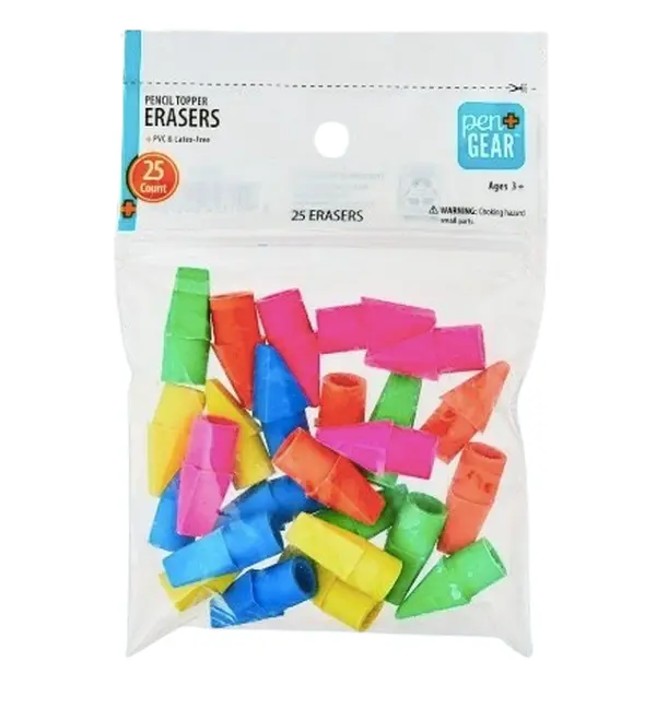 Pencil Cap Erasers 2-Pack of 25ct Bright Assorted Colors for School Home Office Use Clean Smudge-Free Erasing Compact Storage