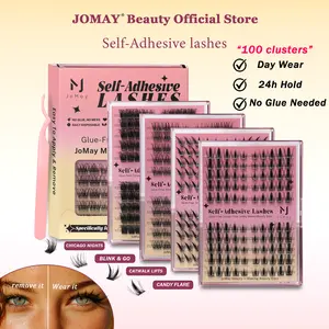 Jomay，DIY Press-On Self-Adhesive Eyelash Kit，Natural Wispy DIY Eyelash Clusters Set，doll eye extension，Natural Look Mixed Length False Eyelashes Kit，Volume Lash Cluster Extension Set，Wispy Lightweight Clear Band Lashes