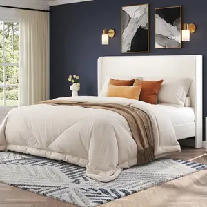 [Brandday][Memorialday][ONLY INCLUDED BED] AMERLIFE Upholstered Bed Frame, Easy Assembly Full Size Bed Frame, Modern Bed Platform with Corduroy Headboard, Wooden Slats Support, No Box Spring