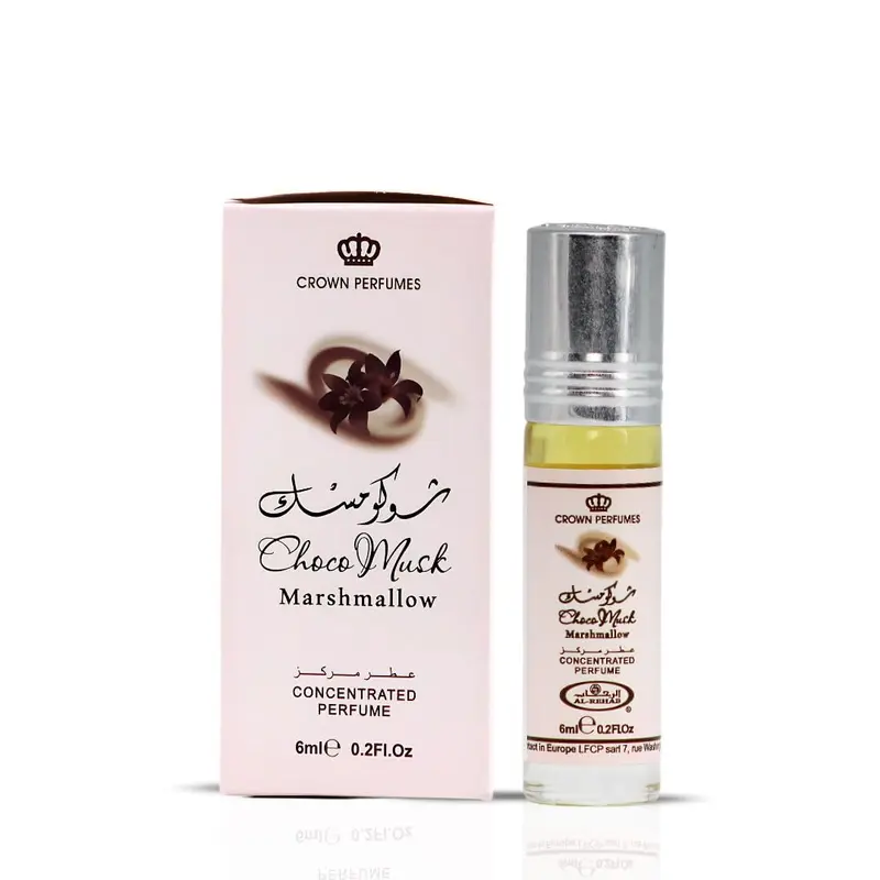 Al-Rehab Choco Musk Marshmallow Roll-On Perfume Oil for Women - 6ml (0.2 oz) | Edible Liquid Gourmand Fragrance with Strawberry, Cocoa, Creamy Vanilla Musk | Sweet Fluffy Arabian Dessert Scent, Marshmallow Perfume, Fruit Scent Women's Fragrance