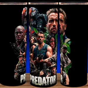 Predator 80s Arnold - Dutch - Action Movie Cup Mug 20oz Stainless Steel Tumbler with Slide Closure Lid & Reusable Straw Classic Insulated Drinkware