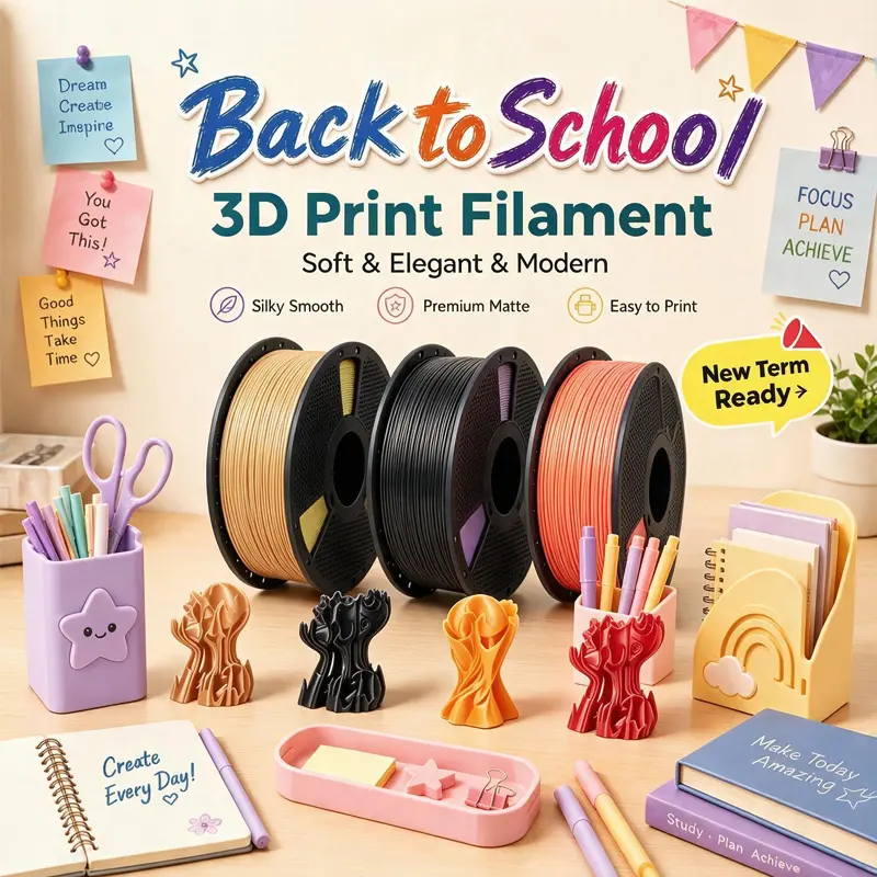 Back to School |  PLA Meta 3D Printer Filament, 0.25KG Macaron Colors, High-Speed Printing, Glossy Finish, Low Warping, Ideal for School, Office & Creative Projects