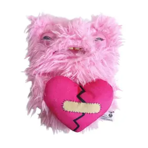 Kawaii 23CM Pink Red Teeth Monster Plush Doll, Hairy Ugly Monster Plushies, Ugly Stuffed Toy, Funny Cartoon Creature, Valentine’s Day Birthday Trend Gift for Kids Adults