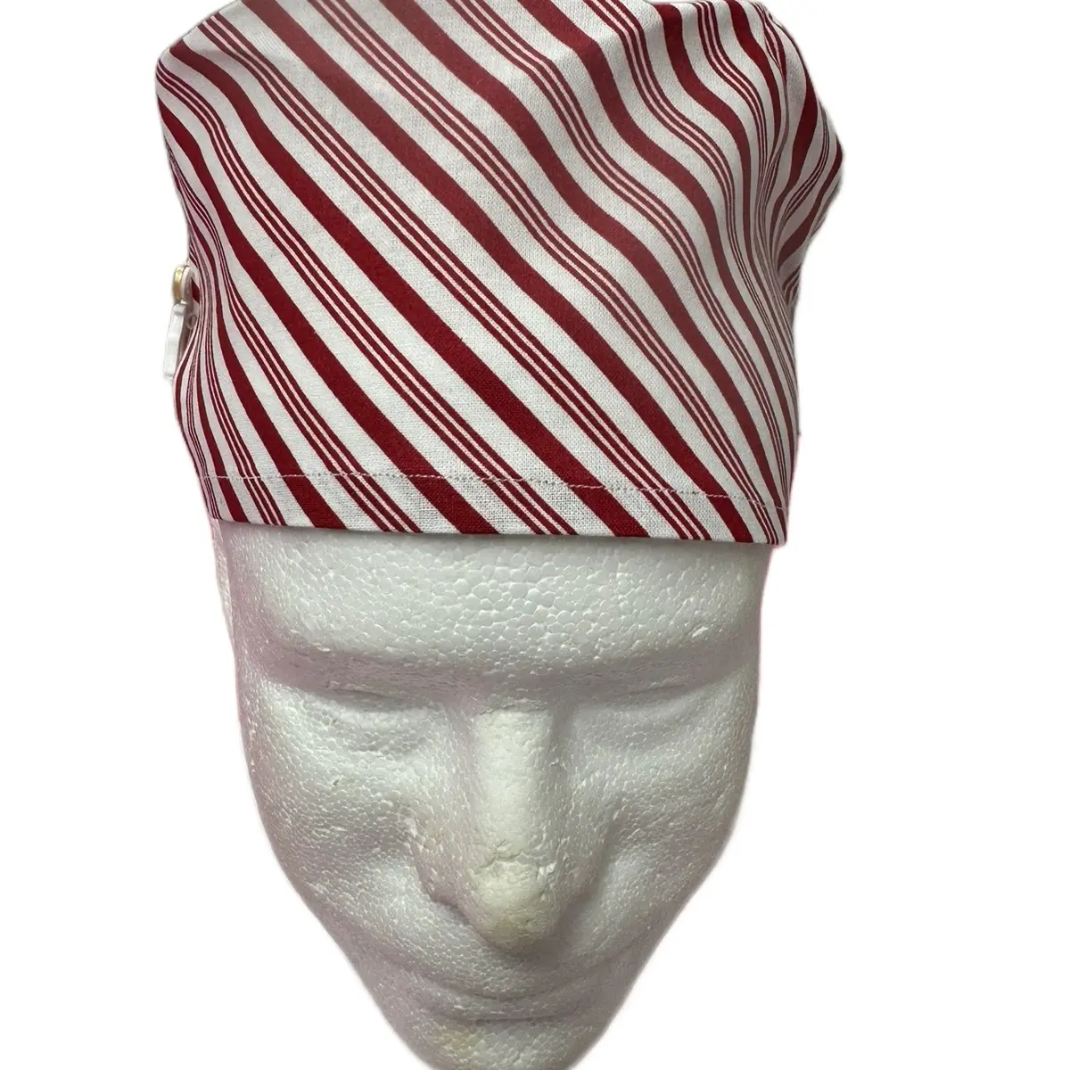 Striped Candy Cane Tie-back Scrub Cap