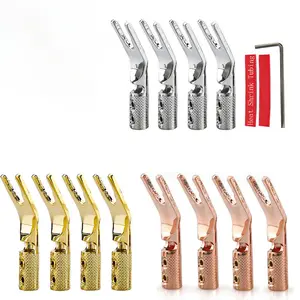 8pcs Gold / Rhodium Plated Copper Y Spade Connectors HIFI Speaker Cable Plugs Accessories