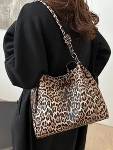 Women's Leopard Print Shoulder Bag, Casual Fashion Crossbody Handbag, Large Capacity Daily Use Accessory, Stylish Design