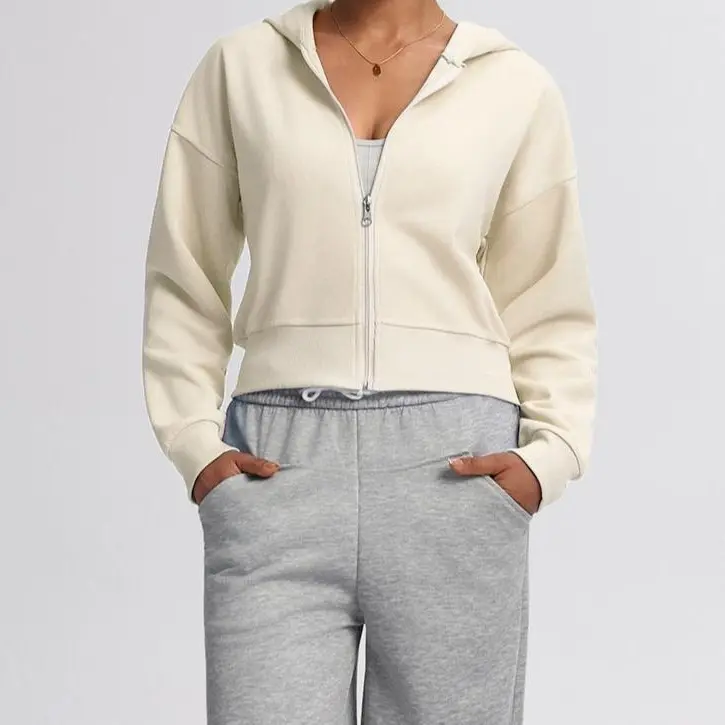 TCVC Woman's soild zip up crop hoodie ,high waist leggings tracksuit set can be matched with,sports casual breathable for yoga gym workout running ,ladies sportswear for all seasons airplane mode travel hoodie,perfect hoodie for Winter&Christm cloud nine