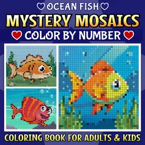 Mystery Mosaic : Relaxing Ocean Fish Color-by-Number Puzzles: 50 Ocean Fish Pixel art Coloring Book For All Ages (Mystery Mosaic Pixel Art Series), Victoria Wintersberger, Paperback