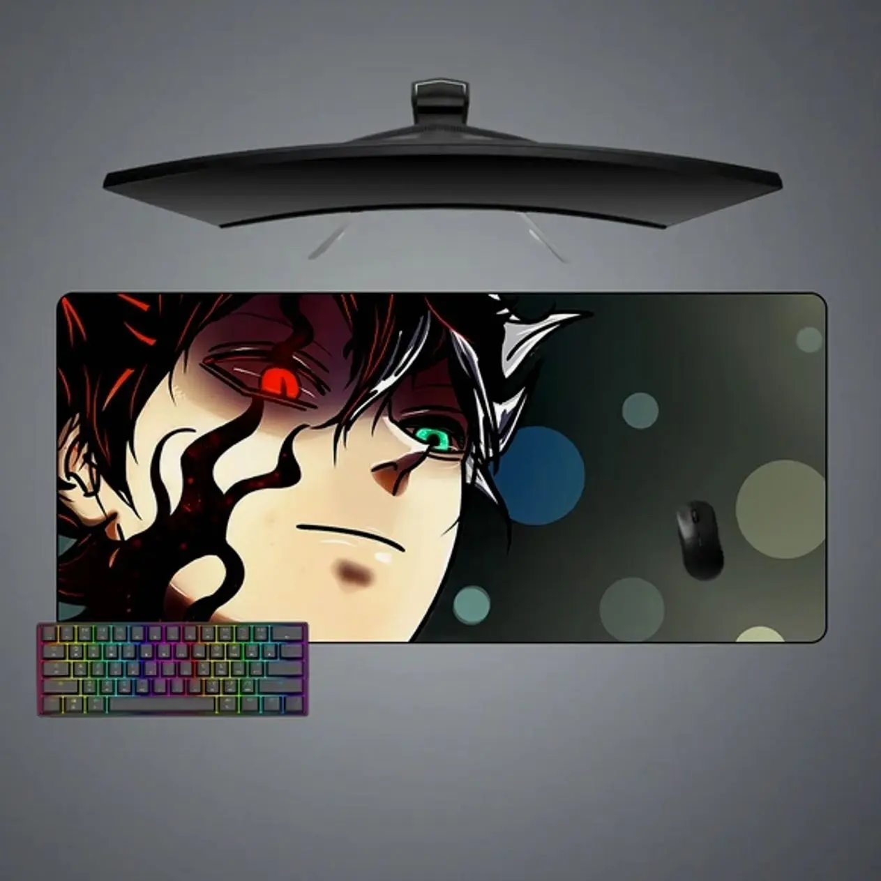 Black Clover Asta Face Design Gaming Mouse Pad, Computer Desk Mat