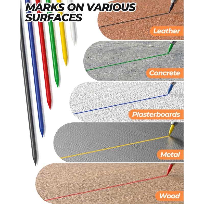 Nicpro 27 Pack Carpenter Pencils, with 100 Refill, Automatic Center Punch and Carbide Scribe Carpenter Tool, Construction Pencils for Woodworking, Carpenters Marking