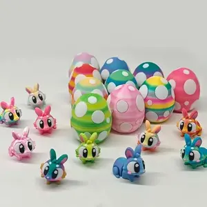 3D Printed Bunny Egg Decor Set 4/8pcs, Random Color Decorative Home Ornament for Easter Party, Perfect Gift Supplies for Festive Celebrations