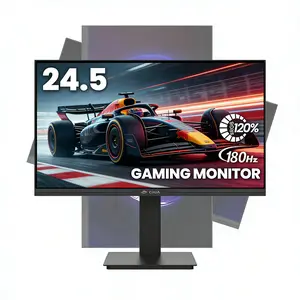 CRUA 24.5Inch Gaming Monitor 180Hz/165hz, FHD(1920x1080P) 120% sRGB Computer Monitor, Height/Pivot/Swivel/Tilt Adjustable Vertical Monitor, Support FreeSync, DP,HDMI, Wall Mount (75mmX75mm)