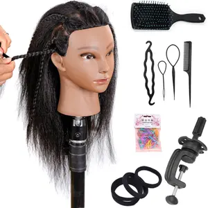 Mannequin  Human Hair 16", Manikin  with  Human Hair, Mannequin  practice kit Doll  hair styling,for Braiding Hairdresser Practice Styling (16inch)