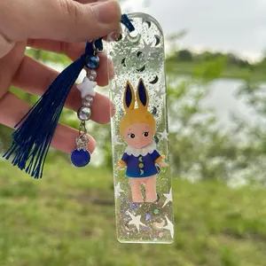 Astro Bunny Bookmark with Blue Tassel and Star Beads for Book Lovers