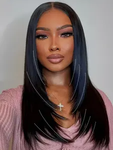 [Live Sale Only]Layered Wig Face-Framing Glueless Wigs Human Hair Pre Plucked Pre Cut 6X6 Straight Lace Front Ready To Wear Wigs Glueless Human Hair For Black Women Beginner Friendly