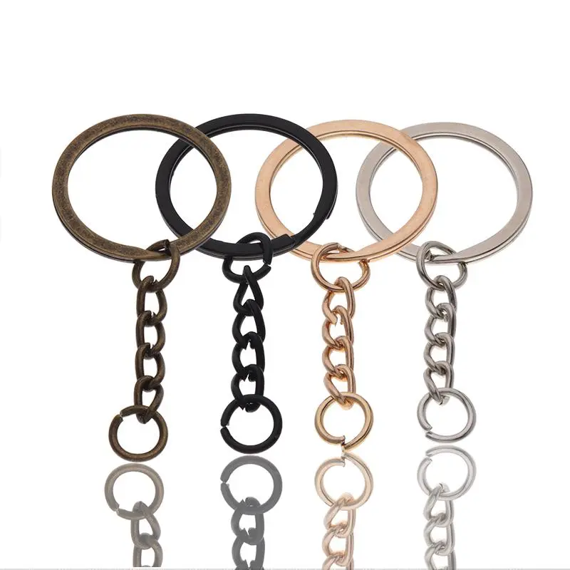 10pcs/lot Flat Key Chain Key Ring Keychain Long Round Split Keyrings Keychain For Jewelry Making  Accessories