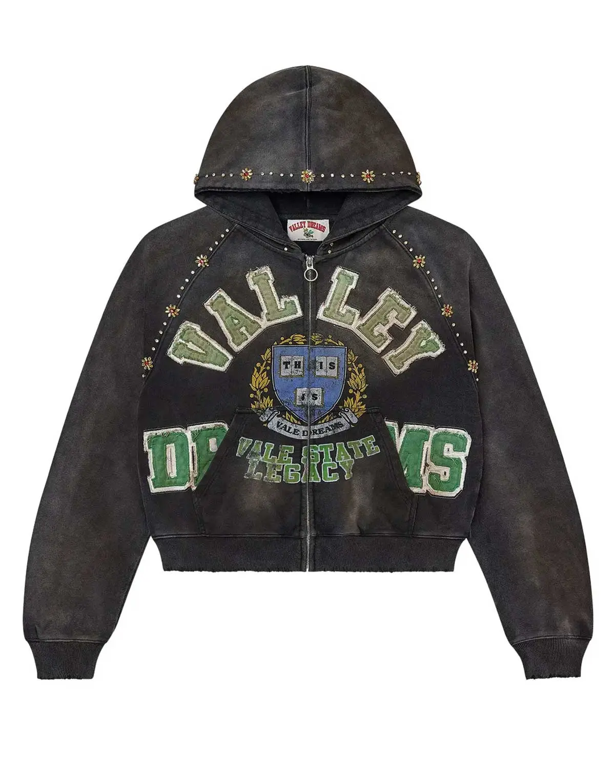Vale Forever Gem Zip Up Hoodie Black